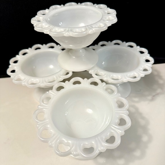 Anchor Hocking Other - Vintage Anchor Hocking Milk Glass Lace "Old Colony" 5.25" Sherbet Bowl Pedestal